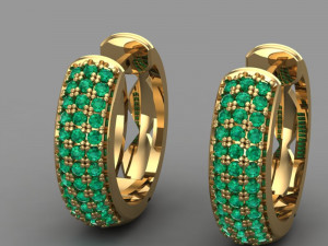 earrings with three rows of stones 3D Model
