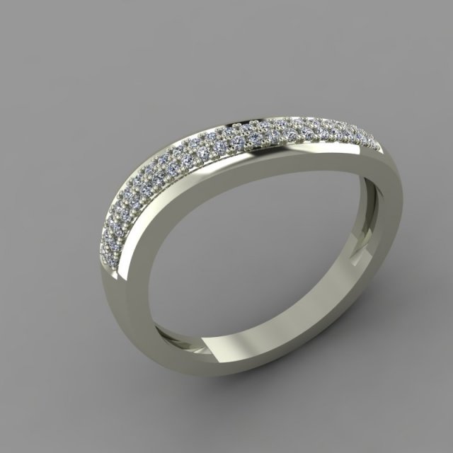 ring wave with two rows of stones 3D Model .c4d .max .obj .3ds .fbx .stl .blend 