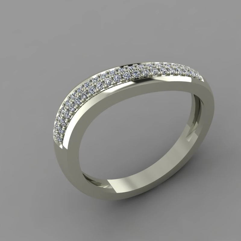 ring wave with two rows of stones 3D Model .c4d .max .obj .3ds .fbx .stl .blend 