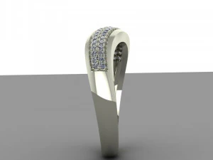 ring wave with two rows of stones 3D Model
