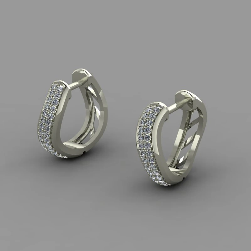 earrings wave with two rows of stones 3D Model .c4d .max .obj .3ds .fbx .stl .blend 