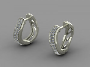 earrings wave with two rows of stones 3D Model