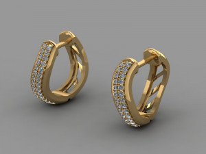earrings wave with two rows of stones 3D Model