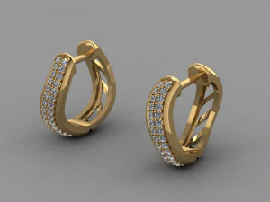 earrings wave with two rows of stones 3D Model