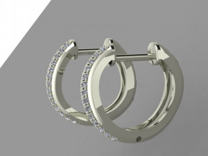 earrings wave with two rows of stones 3D Model