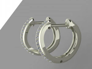 earrings wave with two rows of stones 3D Model
