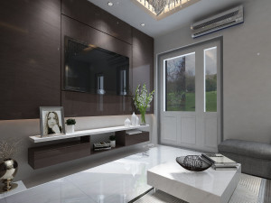 living room and kitchen 3D-Modell