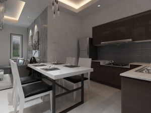 living room and kitchen 3D-Modell