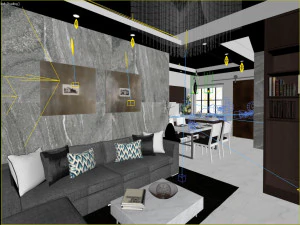 living room and kitchen 3D Model