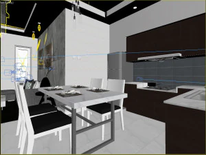 living room and kitchen 3D Model