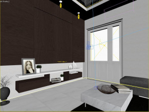 living room and kitchen 3D-Modell