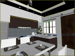 living room and kitchen 3D Model