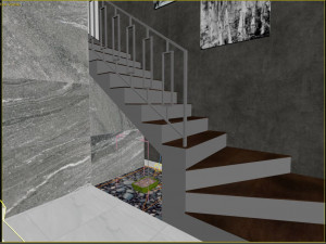 living room and kitchen 3D-Modell