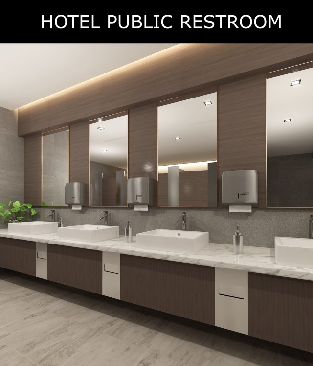 hotel public restroom 3dsmax and vray render 3D Model .c4d .max .obj .3ds .fbx .stl .blend 