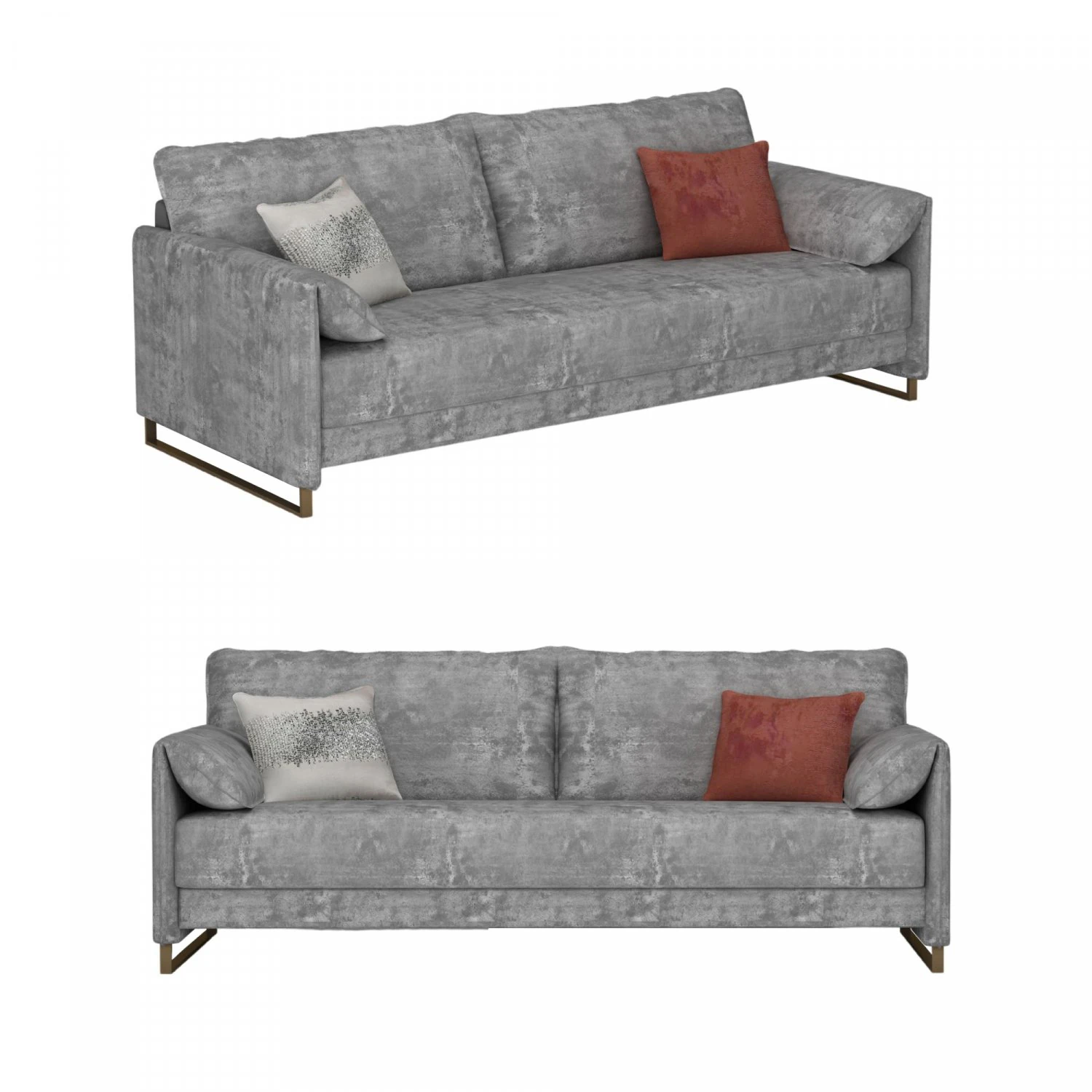 grey fabric loveseat sofa 3D Model .c4d .max .obj .3ds .fbx .stl .blend