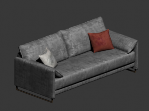 grey fabric loveseat sofa 3D Model