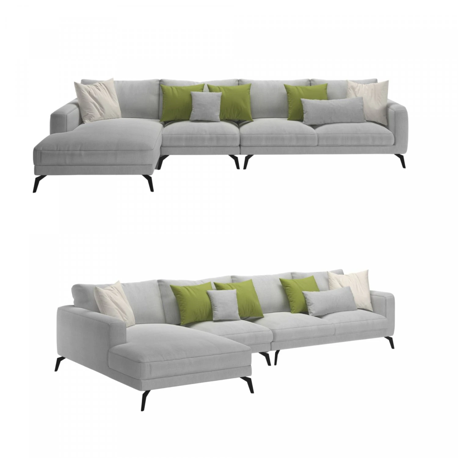 fabric sectonal sofa 3D Model .c4d .max .obj .3ds .fbx .stl .blend 
