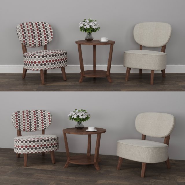accent chair table set 3D Modell .c4d .max .obj .3ds .fbx .stl .blend