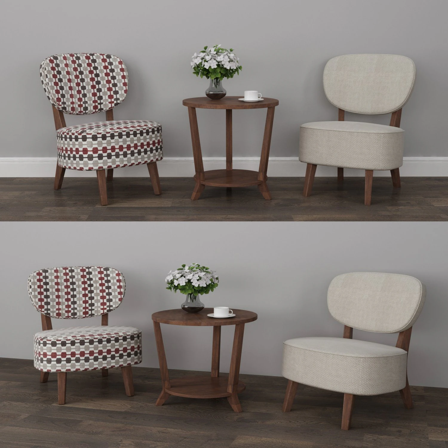 accent chair table set 3D Model .c4d .max .obj .3ds .fbx .stl .blend 