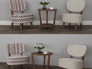 accent chair table set 3D 模型