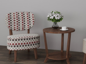 accent chair table set 3D Modell