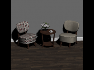 accent chair table set 3D Modell