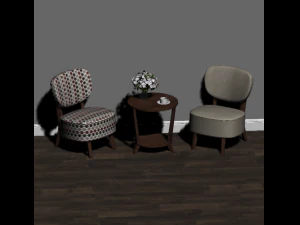 accent chair table set 3D Model