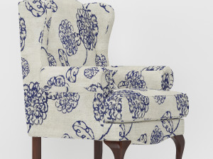 wingback armchair ottoman Modelo 3D