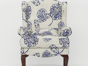 wingback armchair ottoman Modelo 3D