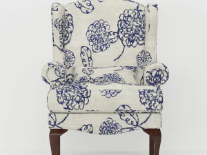 wingback armchair ottoman 3D Model