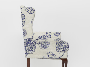 wingback armchair ottoman Modelo 3D