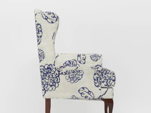 wingback armchair ottoman 3D Model