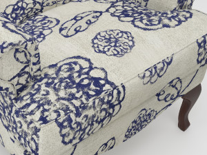 wingback armchair ottoman Modelo 3D