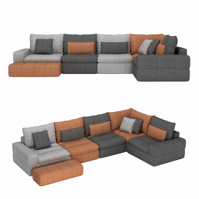sectional sofa 3D 모델 .c4d .max .obj .3ds .fbx .stl .blend 