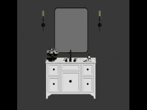 white vanity set 3D Model