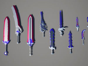 low poly paquete de espadas 3D Model