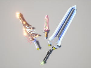 low poly paquete de espadas 3D Model