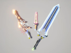 low poly paquete de espadas 3D Model