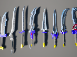 low poly paquete de espadas 3D Model