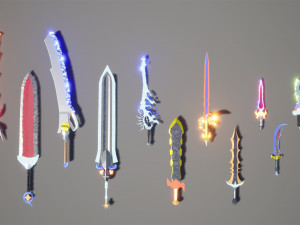 low poly paquete de espadas 3D Model