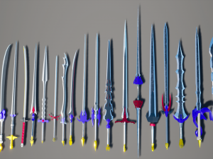low poly paquete de espadas 3D Model