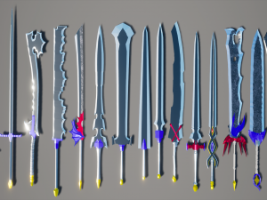 low poly paquete de espadas 3D Model