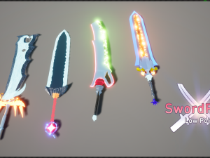 low poly paquete de espadas Modelo 3D