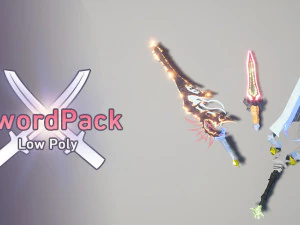 low poly paquete de espadas 3D Model