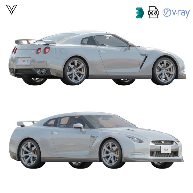 nissan gtr 2010 3D-Modell .c4d .max .obj .3ds .fbx .stl .blend 