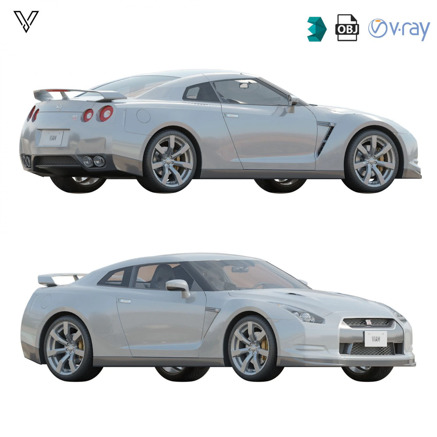 nissan gtr 2010 3D Model .c4d .max .obj .3ds .fbx .stl .blend 