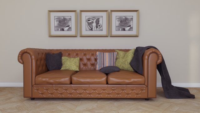 classic leather sofa 3D Model .c4d .max .obj .3ds .fbx .stl .blend 