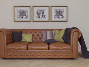 classic leather sofa Modèle 3D