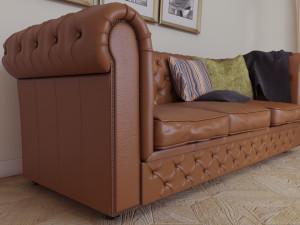 classic leather sofa 3D Model