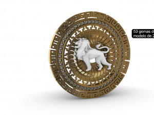 lion medallion with gems 3D Print Model